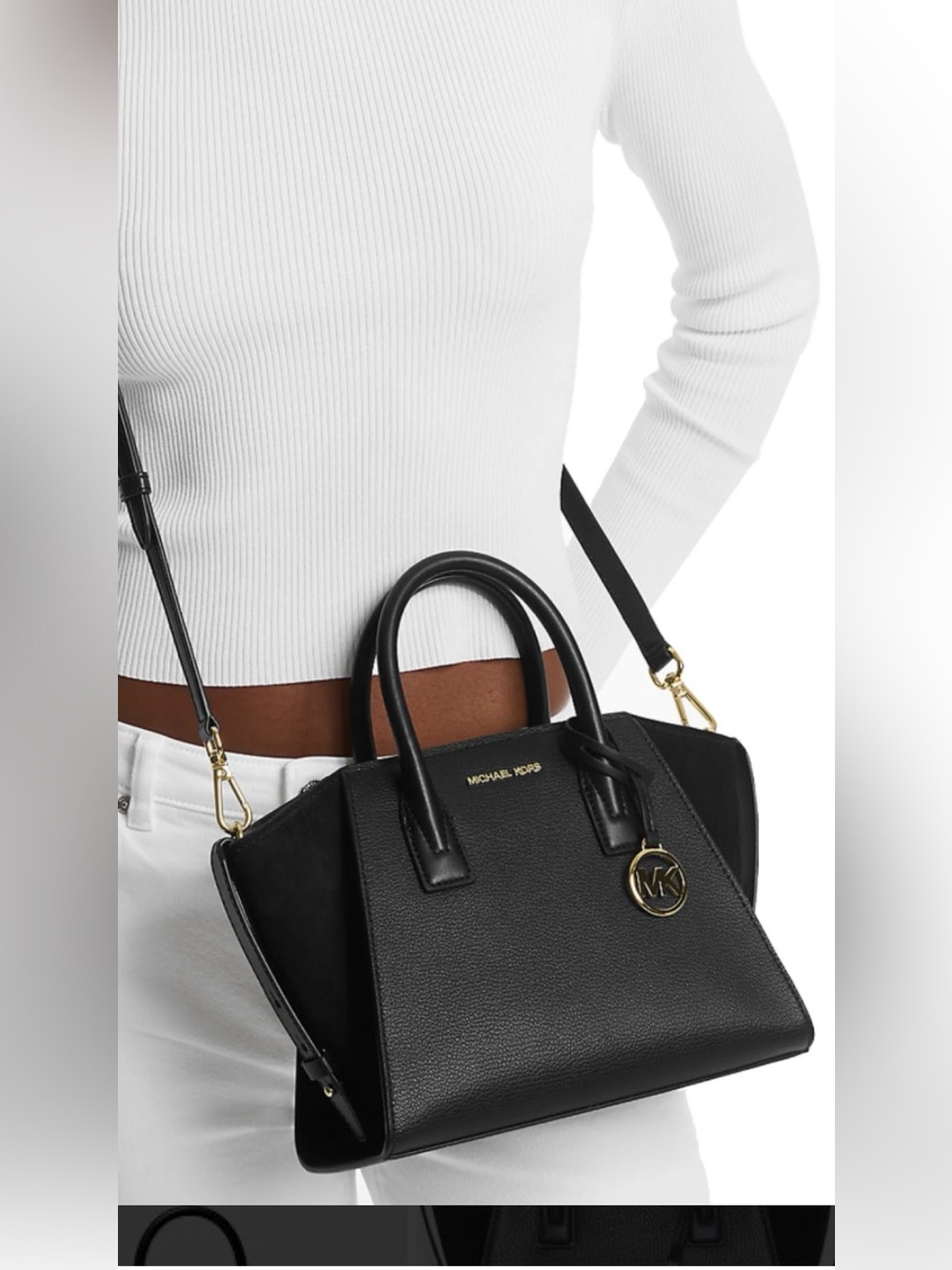 Michael Kors Avril Small Leather Satchel ,Black
